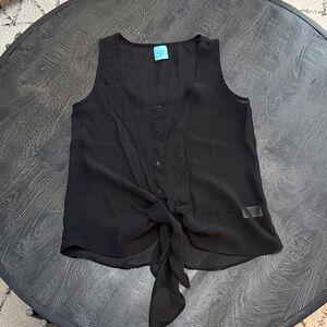 Y2K h.i.p. Black Button-Down Tie-Front Blouse